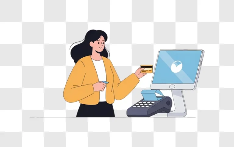 woman making payment at pos terminal edited