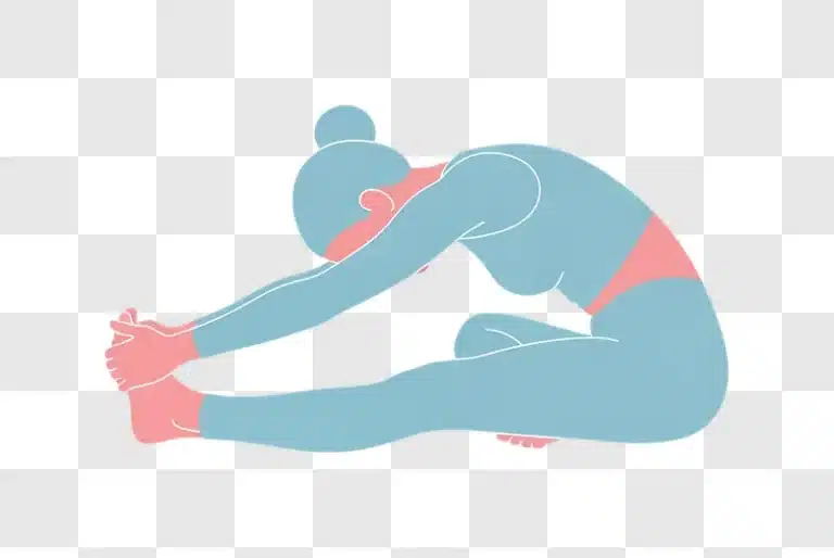 woman practicing seated forward bend illustration edited