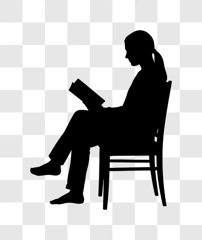 woman sitting reading book silhouette edited