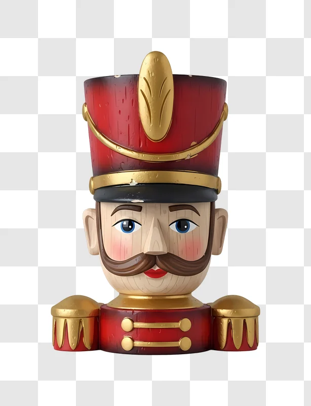 wooden nutcracker soldier with red hat and gold trim edited
