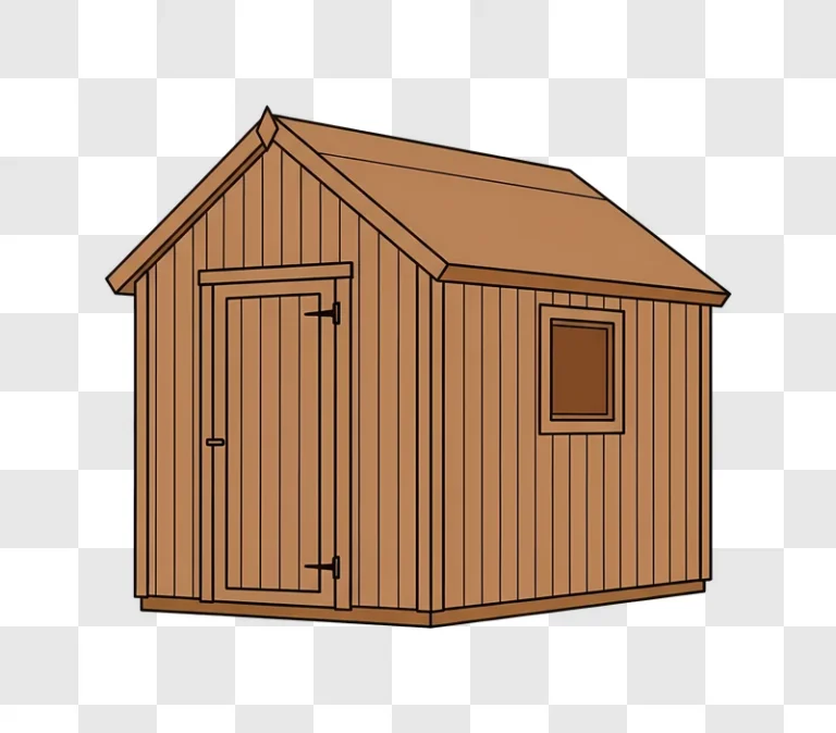 wooden shed with a window and door edited