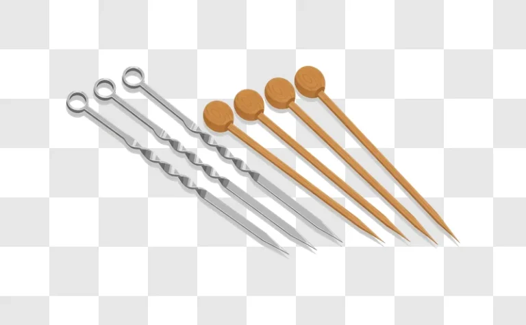 wooden and metal skewers grouped together edited
