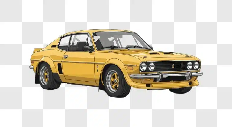 yellow classic sports car illustration edited