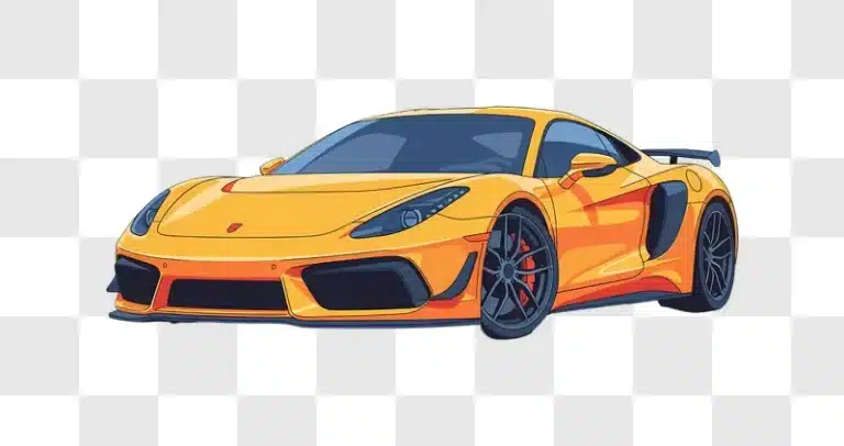yellow orange sports car front view illustration edited