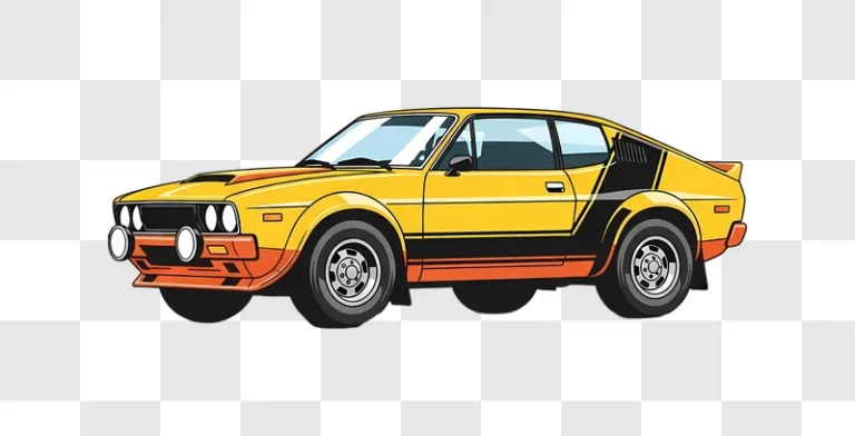 yellow rally car side view illustration edited