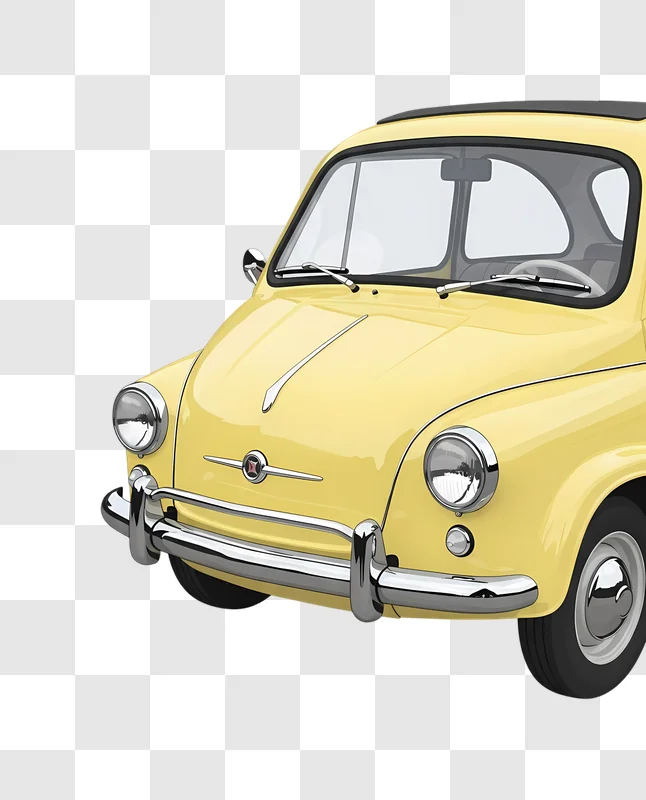 yellow vintage compact car isolated