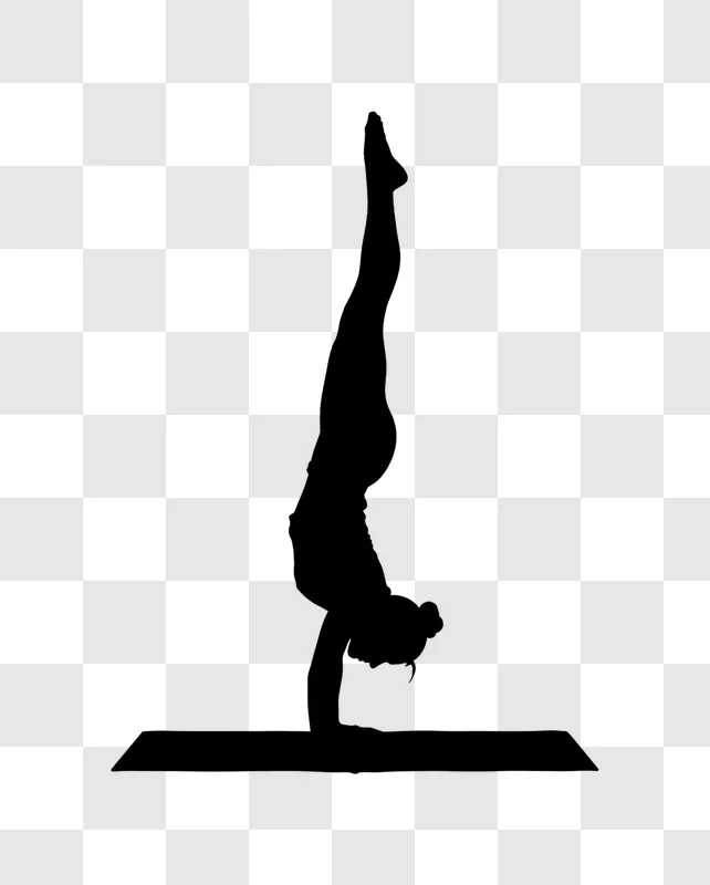 yogi handstand silhouette pose on black edited