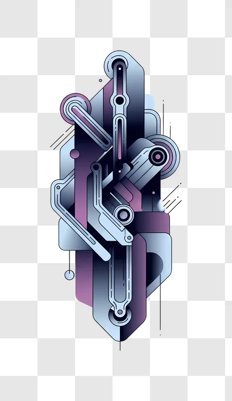 abstract scifi mechanical forms on black background