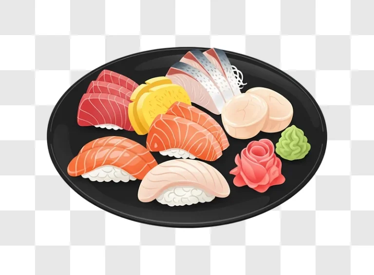 assortment of sushi and sashimi on plate