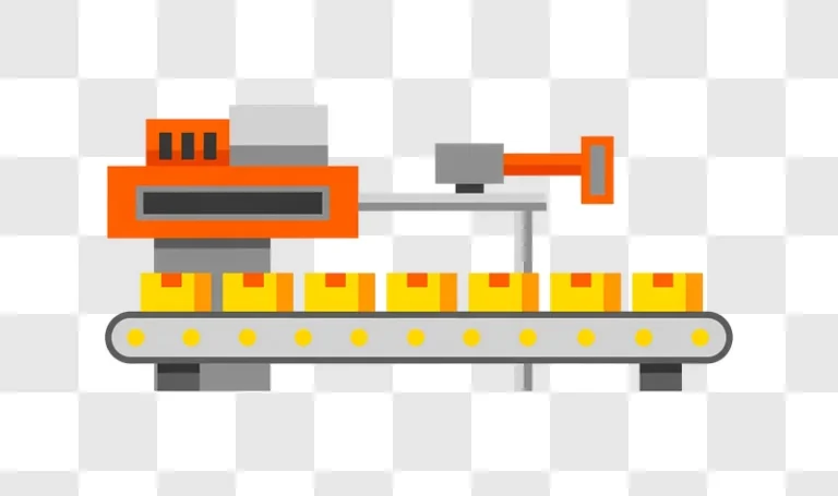 automated conveyor belt with boxes moving