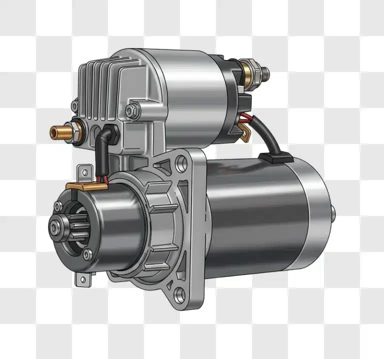 automotive starter motor illustration on black