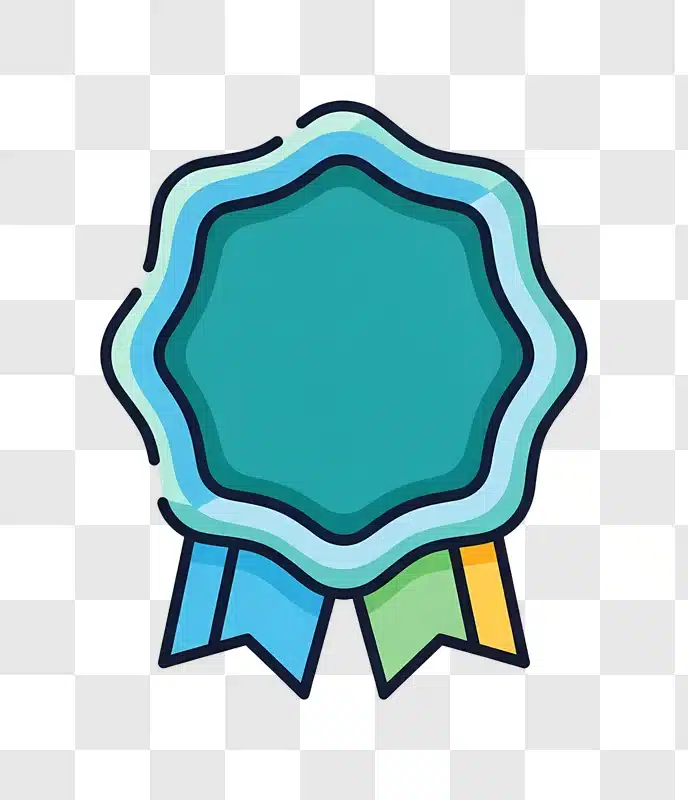 award ribbon with teal center and ribbons