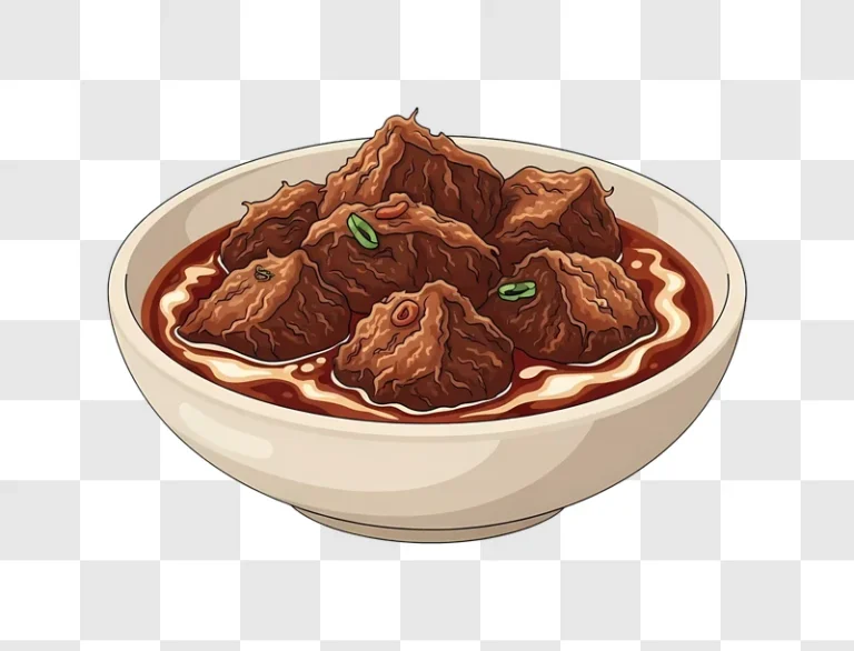 beef stew in white bowl with garnish