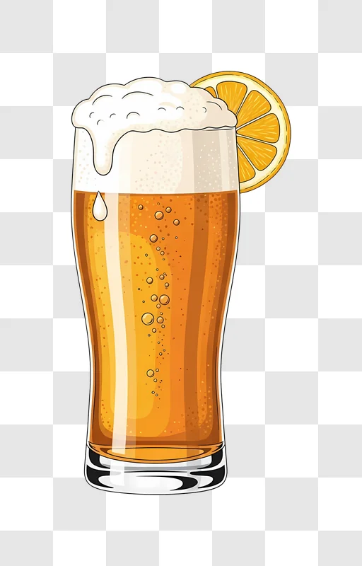 beer glass with orange slice decoration