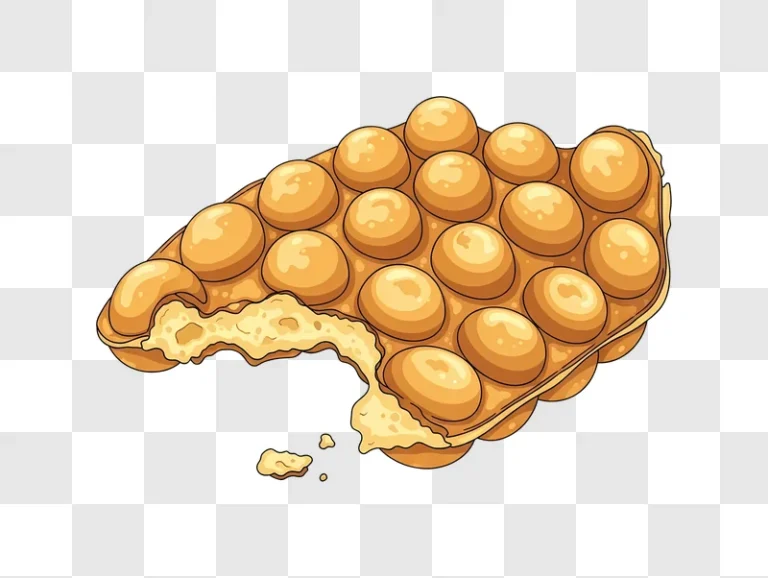 bitten golden bubble waffle with texture