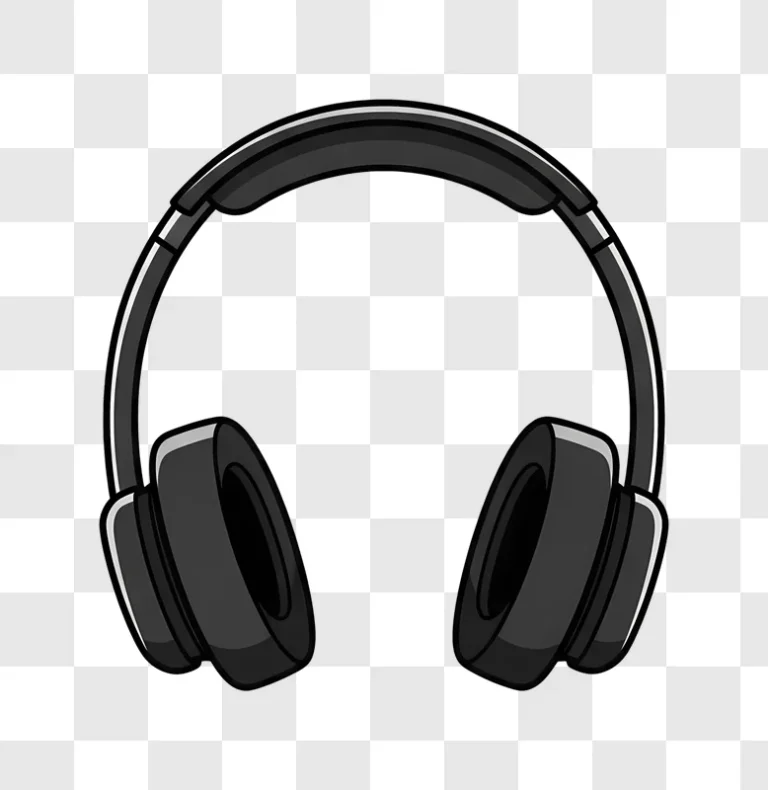 black headphones cartoon illustration isolated