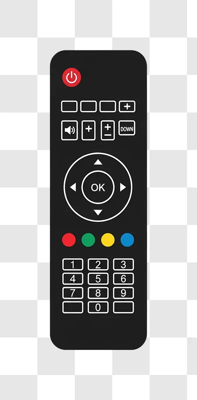 black remote control with navigation buttons