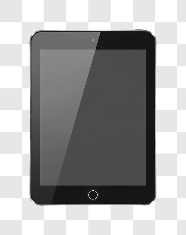 black tablet with dark reflective screen