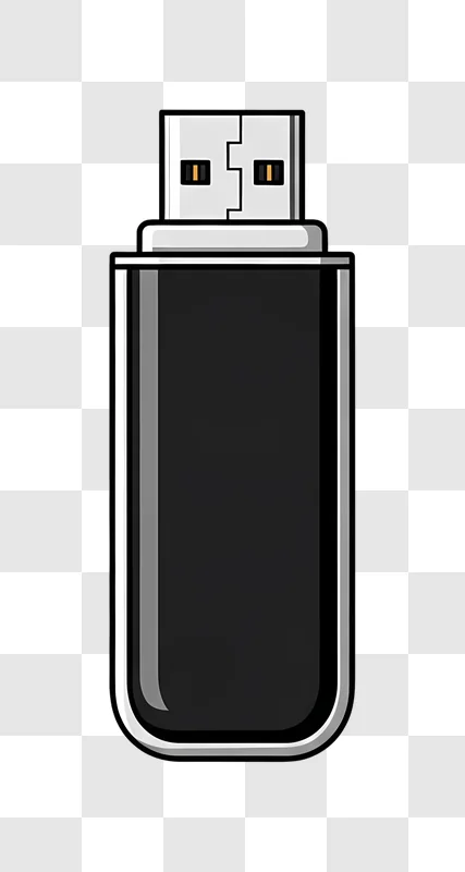 black usb flash drive cartoon illustration