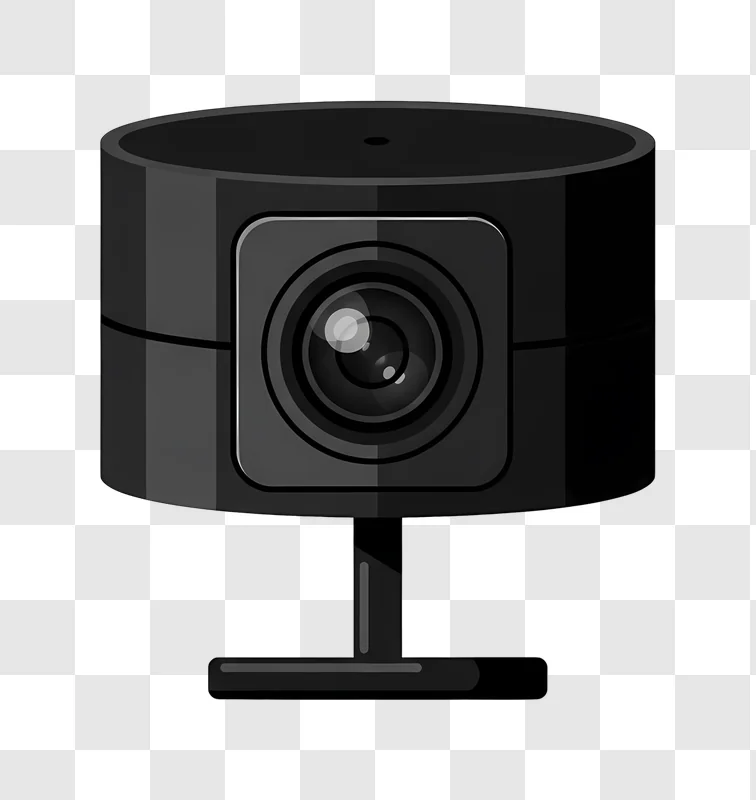 black webcam on stand isolated dark background