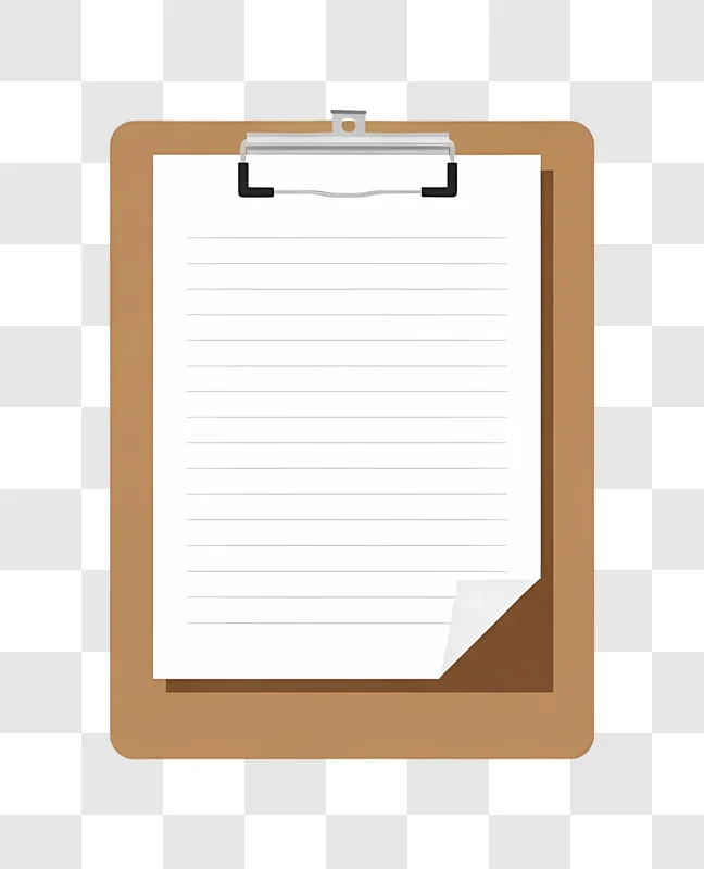 blank lined paper on clipboard with curled corner