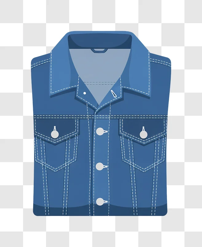 blue denim jacket flat lay illustration