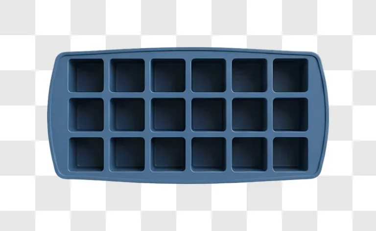 blue plastic ice cube tray