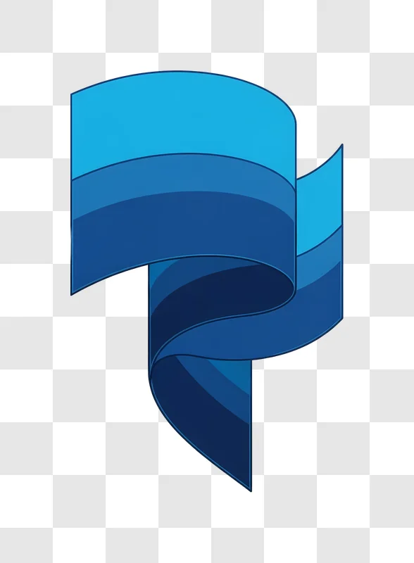 blue ribbon banner with swirling design