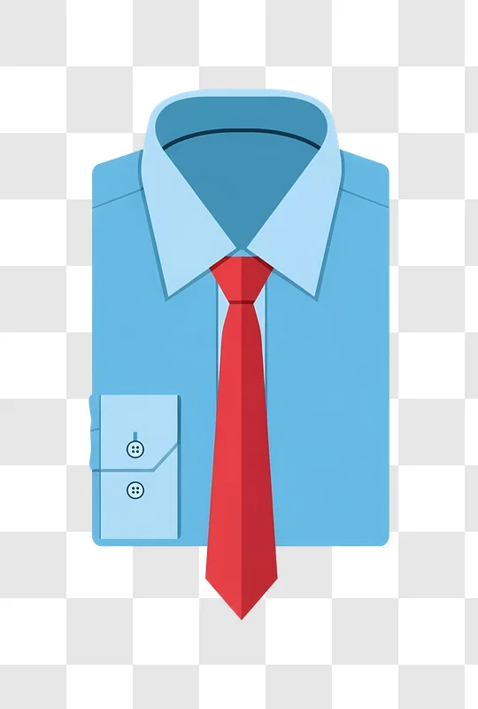 blue shirt with red tie