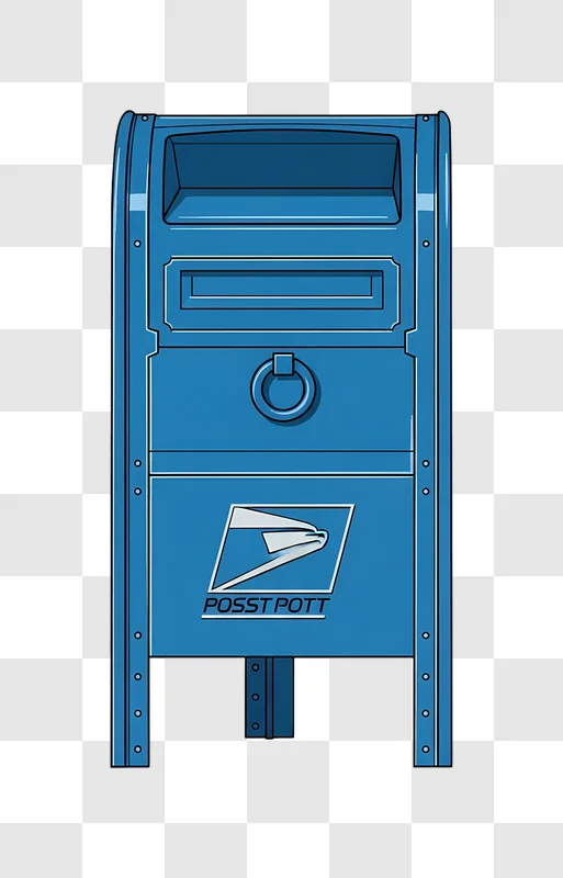 blue usps mailbox cartoon style illustration