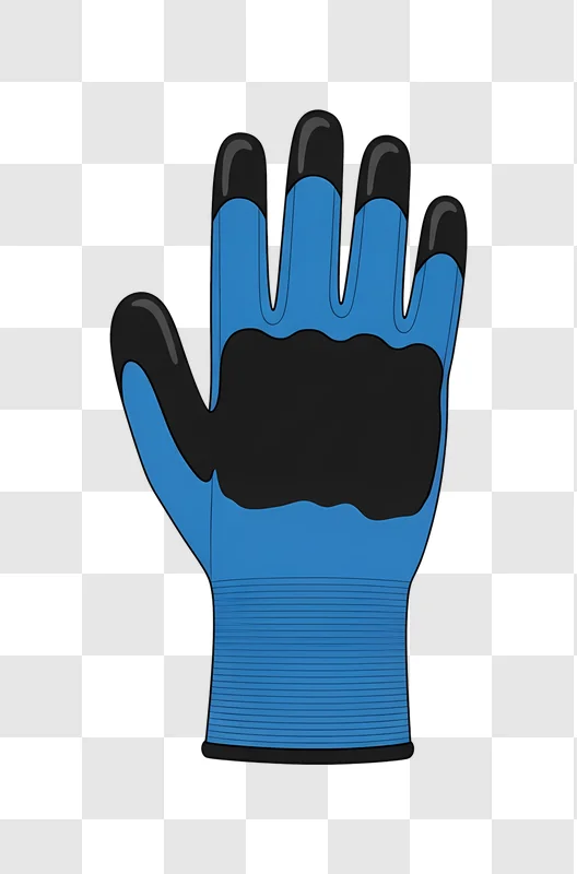 blue and black work glove drawing