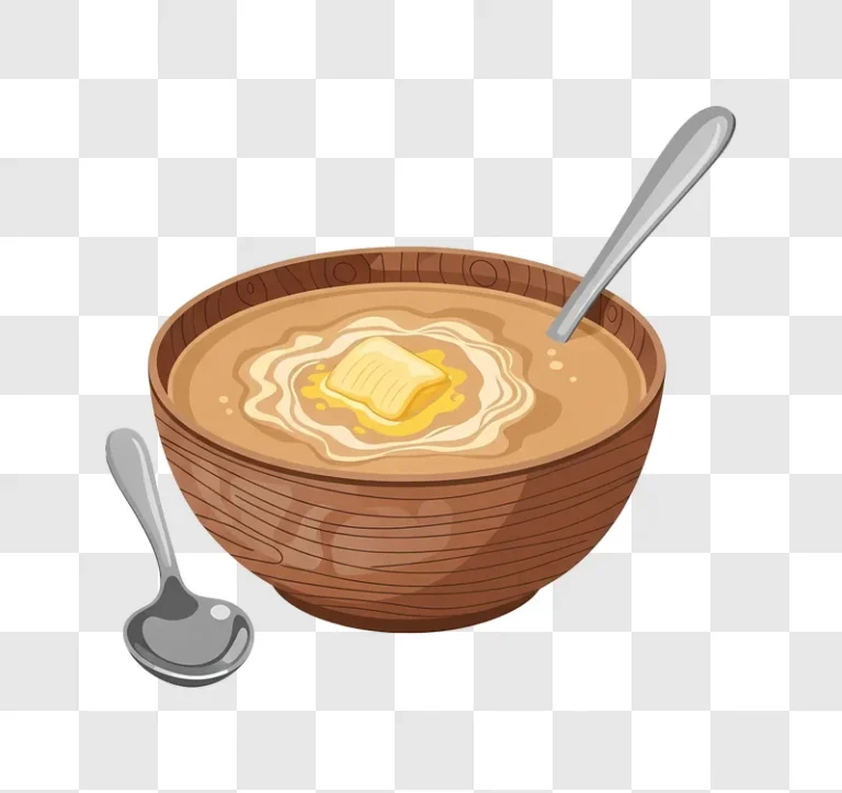 bowl of oatmeal with melting butter and spoon