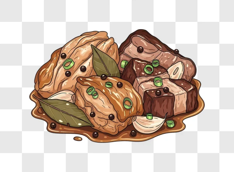 braised pork belly with garlic and bay leaf