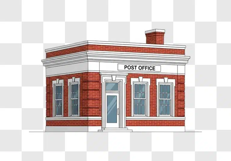 brick post office building with large windows