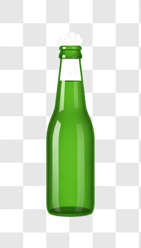 bright green beer bottle with white foam