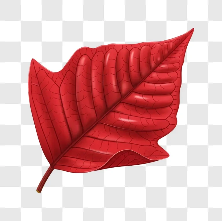 bright red veined leaf on red background