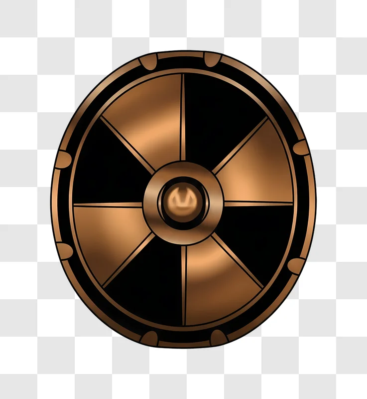 bronze round medieval shield on black