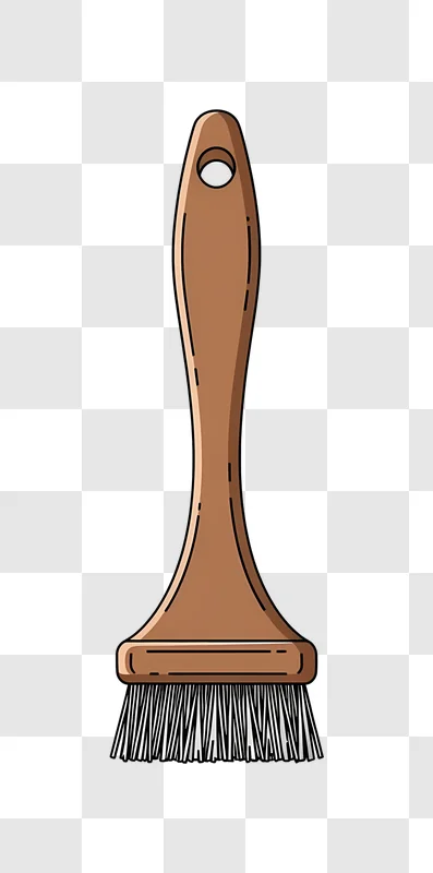 brown handle paint brush cartoon style