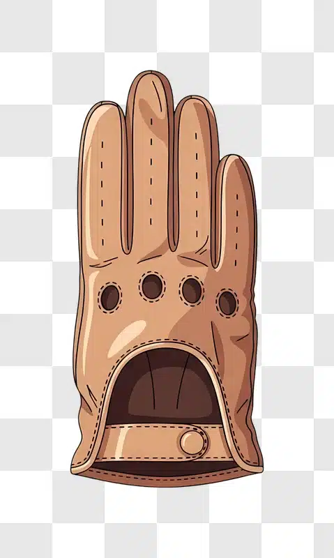 brown leather driving glove with holes