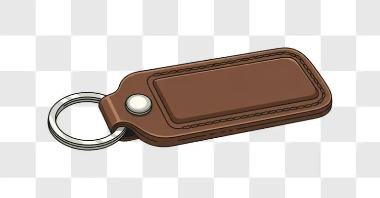 brown leather keychain tag with metal ring