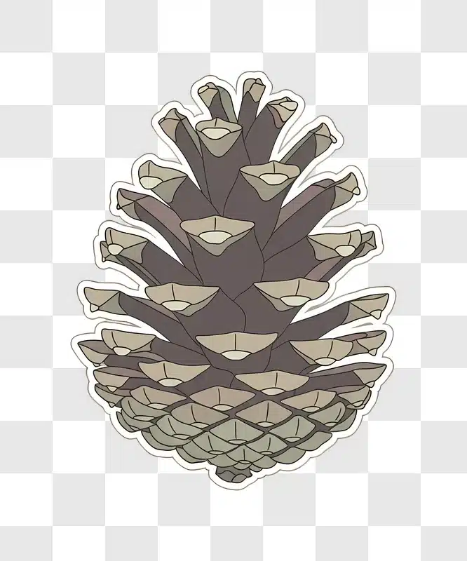 brown pine cone with white outline