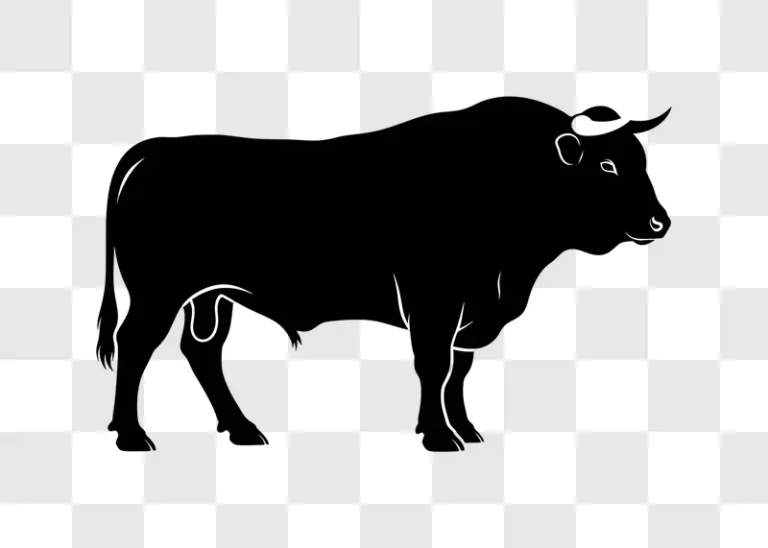 bull standing profile line art