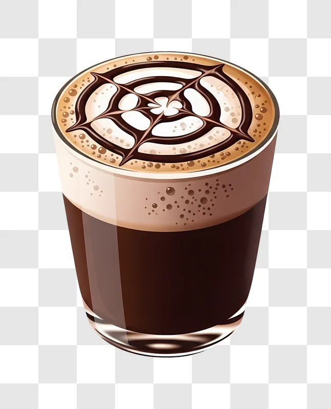 cappuccino coffee with chocolate swirl design