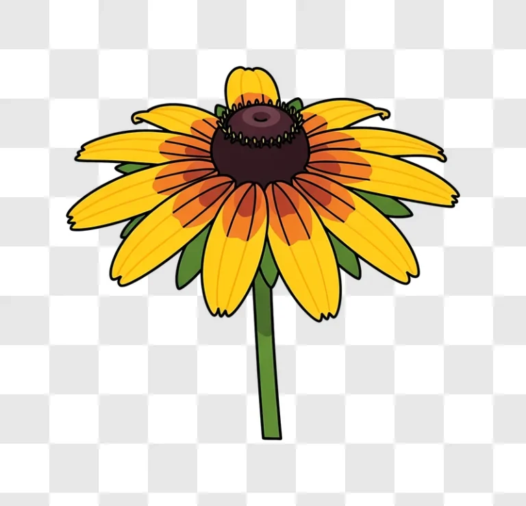 cartoon black eyed susan flower isolated