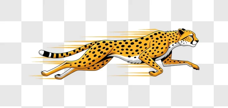 cartoon cheetah running with speed lines