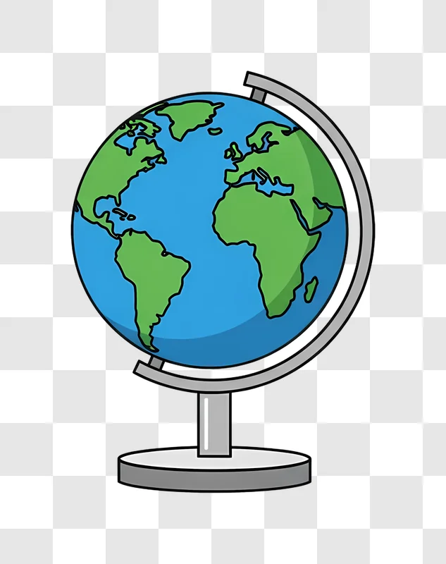 cartoon globe on gray stand