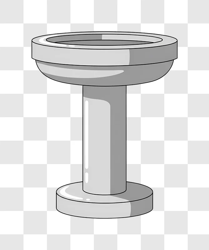 cartoon grey pedestal sink on plain background