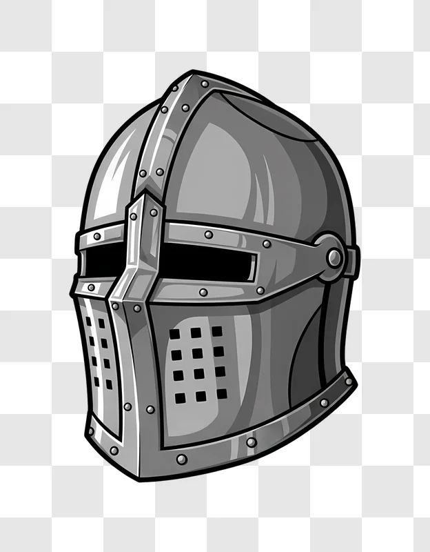 cartoon medieval knight helmet isolated on black