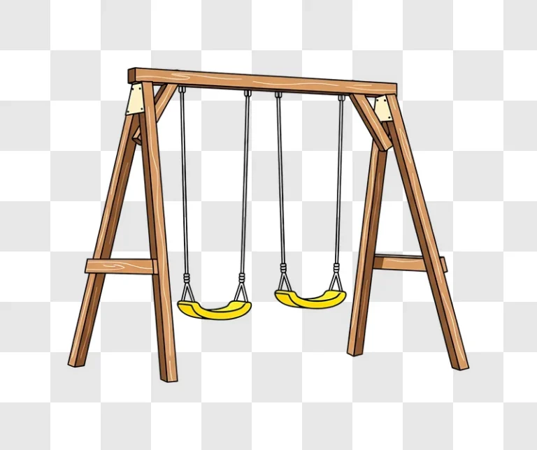 cartoon playground swing set with yellow seats