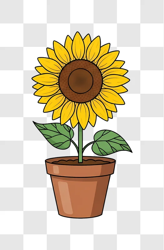 cartoon sunflower planted in a pot